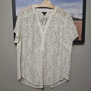 Torrid Cream Lace Pullover Blouse